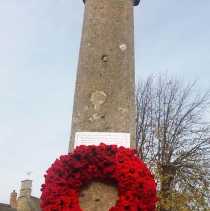 Some of the knitted poppies in Brigstock