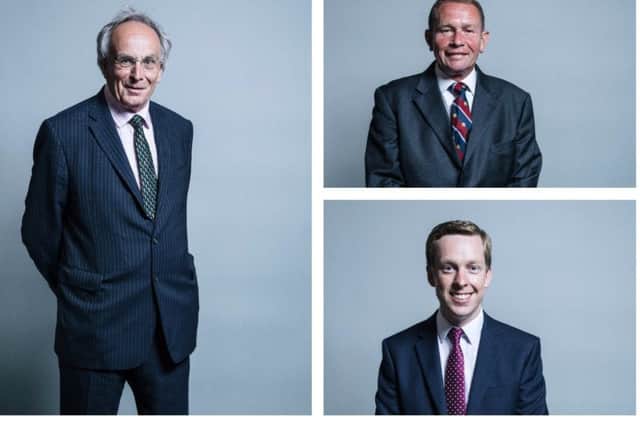 Clockwise from left: Peter Bone, Philip Hollobone and Tom Pursglove.