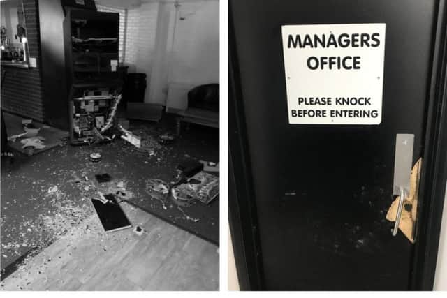 Some of the damage caused by burglary at Corby Town FC. NNL-181120-144338005