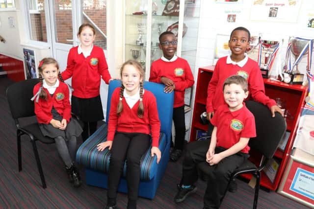 St Patricks Catholic Primary School pupils in Corby enjoy the new furniture