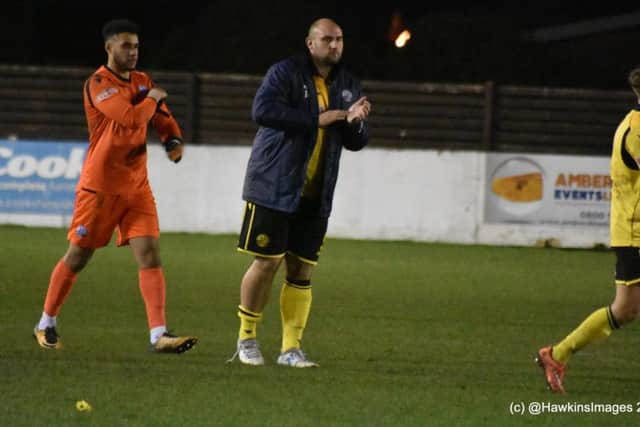 Captain Liam Dolman is an injury doubt for AFC Rushden & Diamonds after he was forced off during the 1-1 draw at Lowestoft Town. Picture courtesy of HawkinsImages