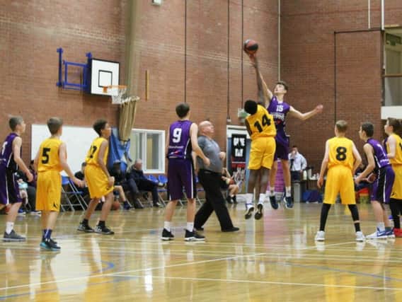 Action from Titans 77-28 victory over Sheffield Sharks in the U14 boys North Premier
