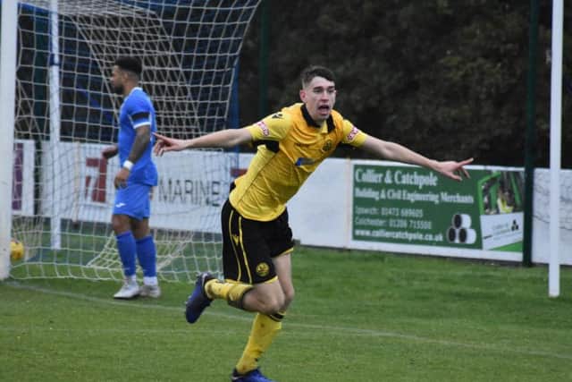 Albie Hopkins heads off to celebrate after he opened the scoring for Diamonds. Picture courtesy of HawkinsImages