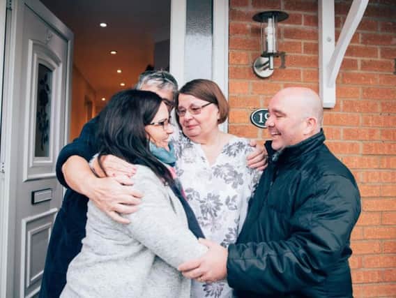 Claire, dad Colin Snr, mum Irene and Colin are reunited in Wellingborough