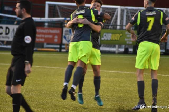 Declan Rogers celebrates after he scored Diamonds' first goal