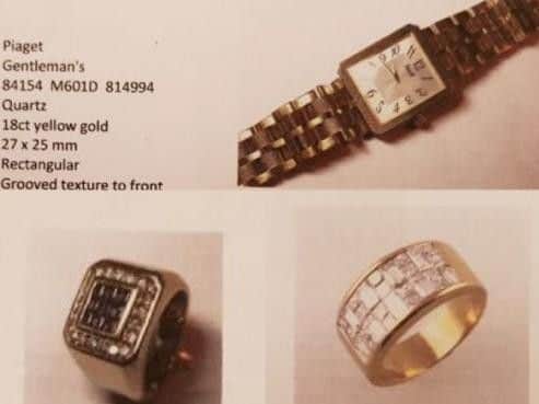 Some of the jewellery was described as one of a kind