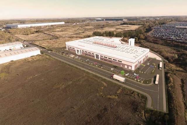 How the Bakeaway factory will look from the sky. The Napier Road industrial estate is to the left and the speedway can just be spotted at the rear of the site. NNL-190301-164710005