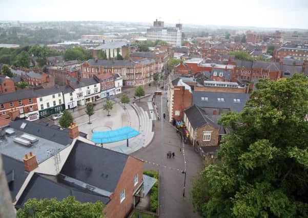 Birdseye View: Kettering: Views of Kettering from the spire of Ss Peter and Paul, Market Place
Kettering Market Place and High St
Monday June 5th 2017 NNL-170506-204910009