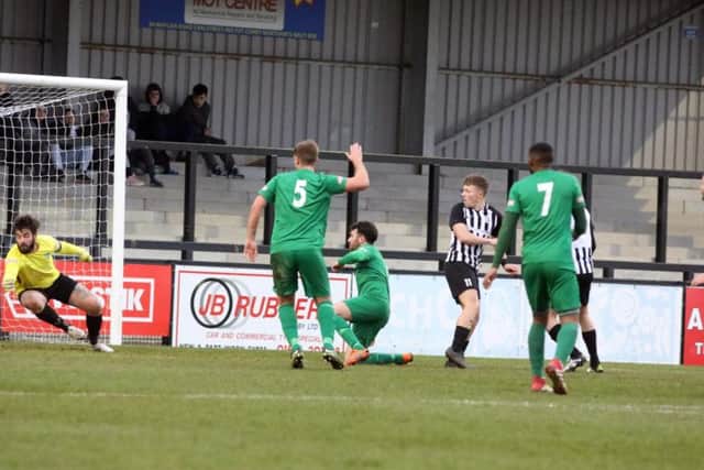 Jordon Crawford flicks home the first goal for the Steelmen