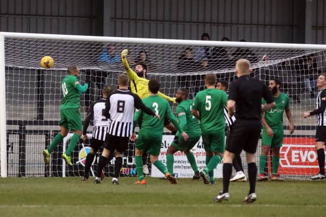 Action from Corby Town's 3-1 victory over Kidlington last weekend. Picture by Alison Bagley
