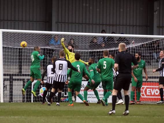 Action from Corby Town's 3-1 victory over Kidlington last weekend. Picture by Alison Bagley