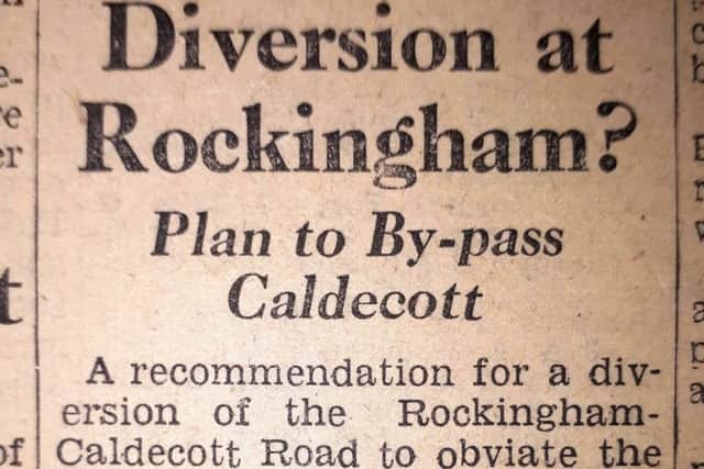A cutting from the Harborough Mail in 1951 which mentions the consideration of a Caldecott bypass. NNL-191001-140747005