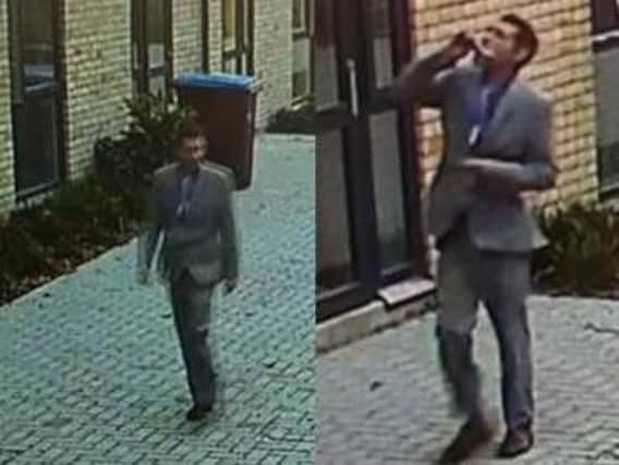 The man pictured is wanted in connection with an alleged theft of a TV on the University of Northampton's Waterside Campus.