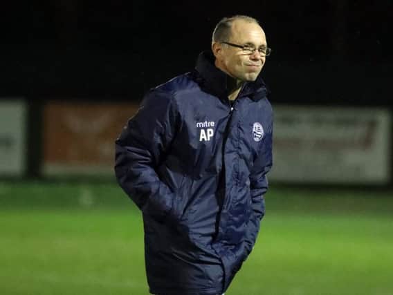 AFC Rushden & Diamonds boss Andy Peaks cut a frustrated figure after the 1-1 draw with Lowestoft Town last weekend but his team remain on course for their main target for the season. Pictures by Alison Bagley