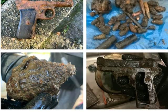 Some of the weapons Nigel has caught.
