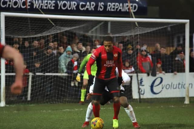 Aaron O'Connor in action during Kettering Town's 1-0 win over Royston Town. Picture by Peter Short