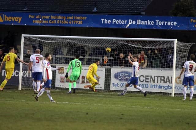 Steve Diggin grabs Banbury's equaliser at Hayden Road