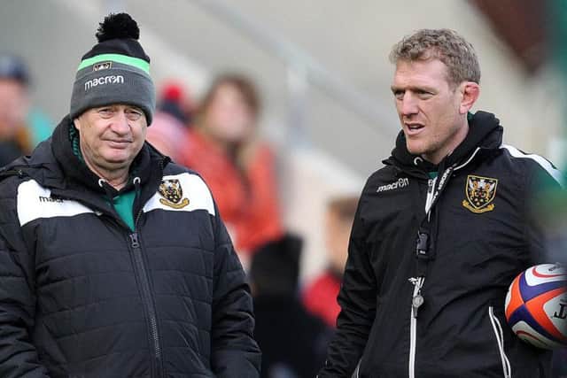 Saints attack coach Sam Vesty (right)