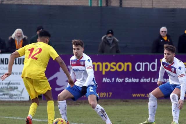 Zack Reynolds turned in another impressive display in AFC Rushden & Diamonds' 1-1 draw with Banbury United. Pictures by Alison Bagley