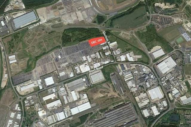 The site of the proposed plant in red. Priors Hall and Corby Business Academy are under 2km from the site.
