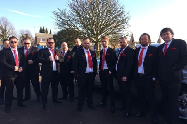 Francie Doherty's sons dressed in matching outfits outside their father's funeral NNL-190131-164107005