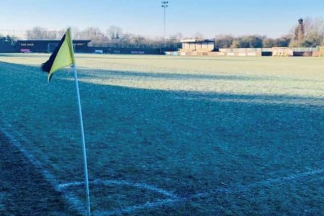 AFC Rushden & Diamonds' match at Rushall Olympic has been called off due to a frozen pitch at Dales Lane. Picture courtesy of Rushall Olympic Football Club (@ROFCOfficial)
