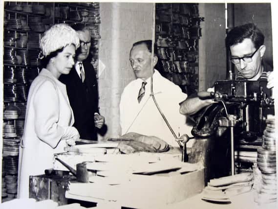 The Queen visits Churchs shoe factory, St James Northampton on a whistle-stop county visit in 1965