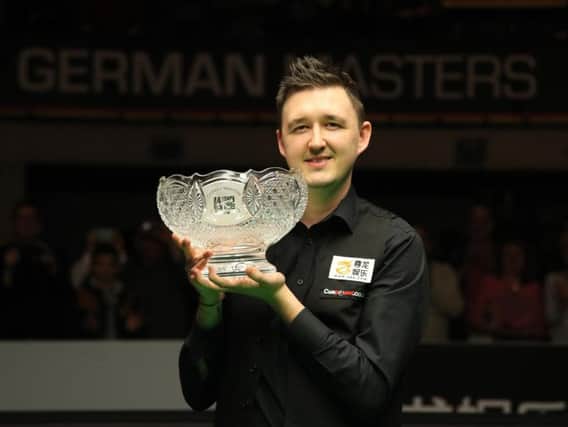 Kyren Wilson shows off the trophy after he won the third ranking title of his career as he claimed victory in the German Masters last weekend. Pictures courtesy of World Snooker