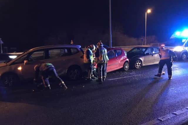 The scene last night. Picture: Desborough Fire Station