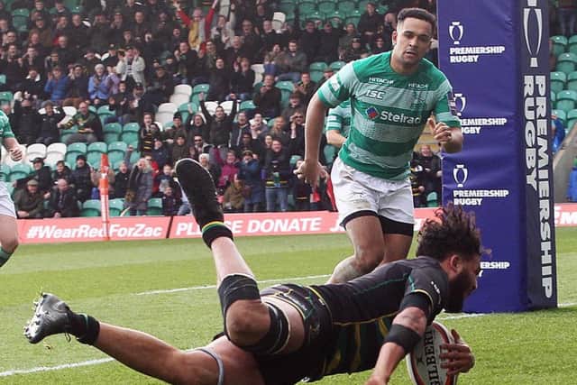 Lewis Ludlam scored one of Saints' nine tries against Newcastle (pictures: Sharon Lucey)