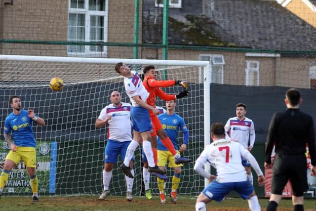 Alex Collard in action during AFC Rushden & Diamonds' 1-0 victory over King's Lynn Town last weekend. Picture by Alison Bagley