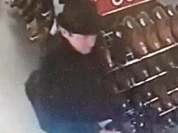 Police would like to speak to this man in connection with a theft from the Clarks shoe shop in Abington Street.