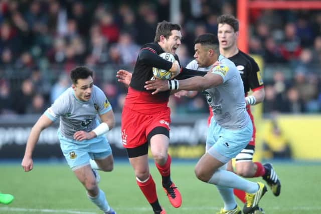 Tom Collins and Luther Burrell were in action the last time Saints won at Allianz Park, almost three years ago