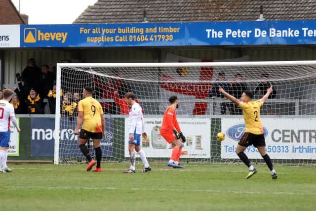 Alvechurch celebrate scoring their equaliser against Diamonds