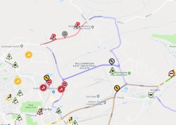 The road will  be closed from Phoenix Parkway to Corby Road. Phoenix Parkway is also closed (see red routes on map) so motorists will have to take the four-mile purple diversion around the closures. NNL-190803-113703005