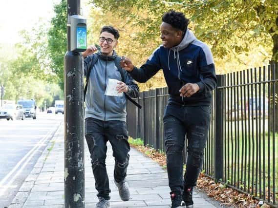 Players tap as many of the 50 plus Beat Boxes with cards and fobs to track their journey and earn points  the morepeople swipe during a journey, the more points they earn (Picture courtesy of East Northants Council via Twitter)