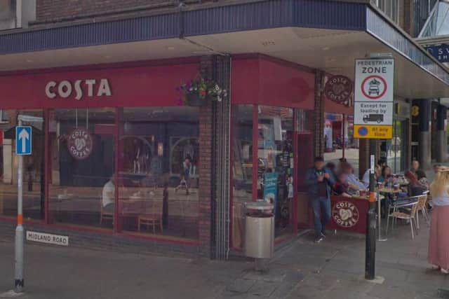 Staff at Costa opened an unattended bag and found a knife, a passport and 42 grams of white powder.