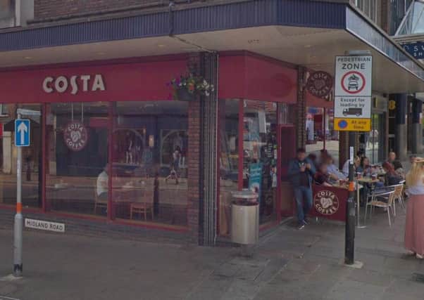 Staff at Costa opened an unattended bag and found a knife, a passport and 42 grams of white powder.