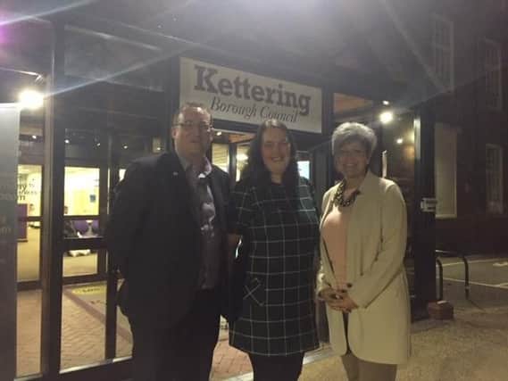 Kettering Town Partnership members Simon Cox, Alison Holland and Donna French (right).