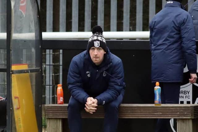 Steelmen boss Steve Kinniburgh watches on from the home bench