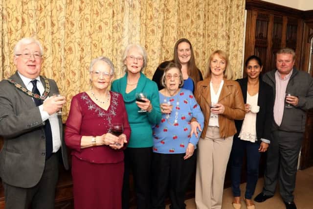 Jean Anderson, second left, received her award from Mayor of Rushden David Coleman, left