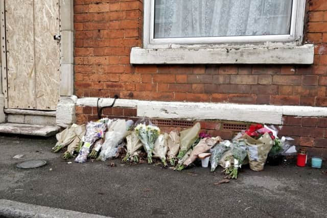 Flowers left outside Mr Jallow's home