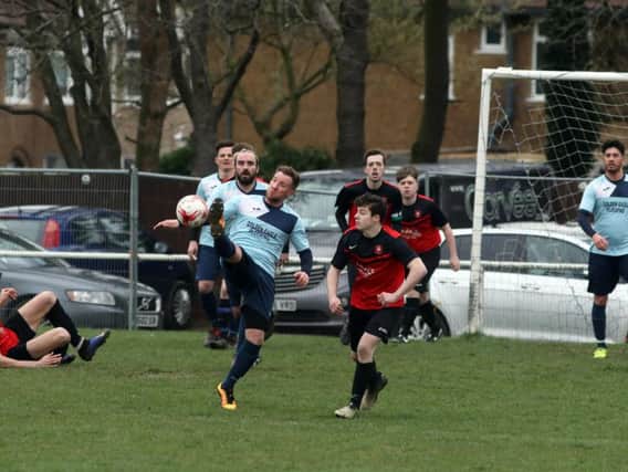 Chris Di Fante grabbed the winner for Kettering Nomads in their 1-0 success at S&L Kingswood. Pictures by Alison Bagley