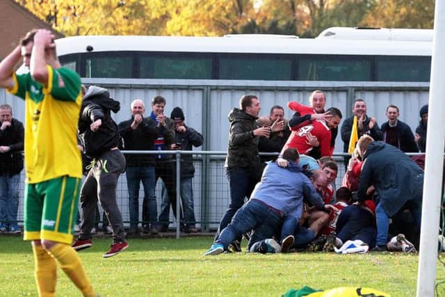 These were the dramatic scenes at Barwell in 2015 when Liam Dolman's last-gasp goal earned AFC Rushden & Diamonds an FA Cup fourth qualifying round replay. They go back there in the league this weekend, looking to maintain their push for a play-off place