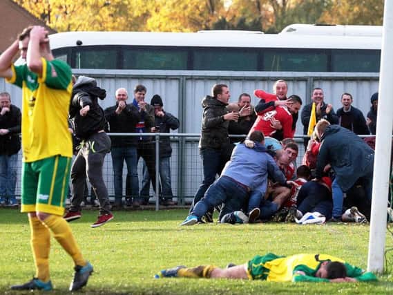 These were the dramatic scenes at Barwell in 2015 when Liam Dolman's last-gasp goal earned AFC Rushden & Diamonds an FA Cup fourth qualifying round replay. They go back there in the league this weekend, looking to maintain their push for a play-off place