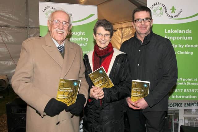 Corby's Lakelands Hospice hold their Light Up a Life ceremony with Fiona Castle, widow of entertainer Roy Castle, charity co-founder Vic Hardy and Paul Marlow from the centre. ENGNNL00120121214162034