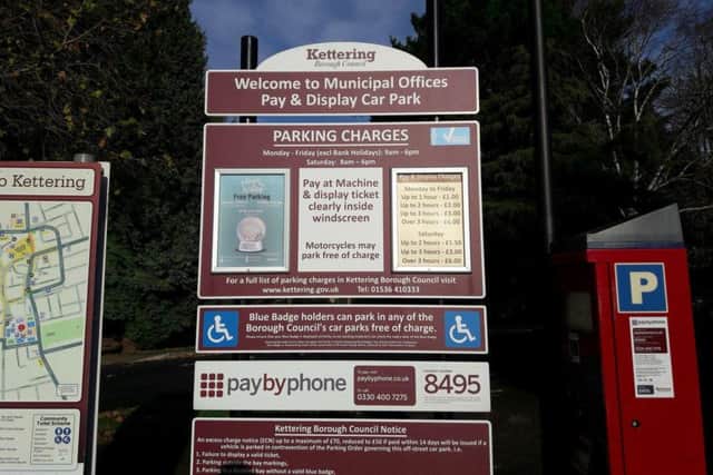 Kettering Council's car park charges before new bands were introduced.