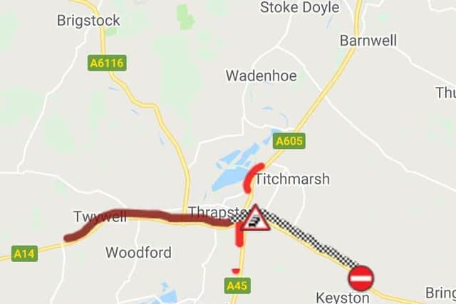 The A14 is blocked here