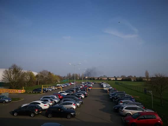 A plume of black smoke could be seen from some distance. Photo courtesy of Alfie from Northants 999 Videos.