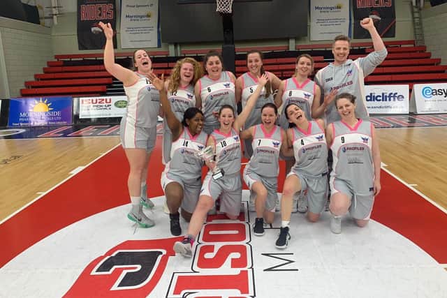 The Kettering Phoenix team show their delight after they won the Leicestershire Central Venue Womens League
